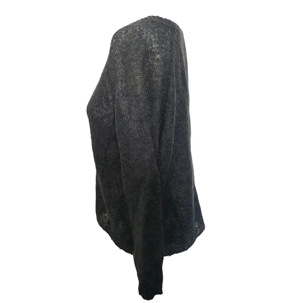 True Religion Sweater Womens S Black Open Knit Sheer Lightweight Pullover‎ Top